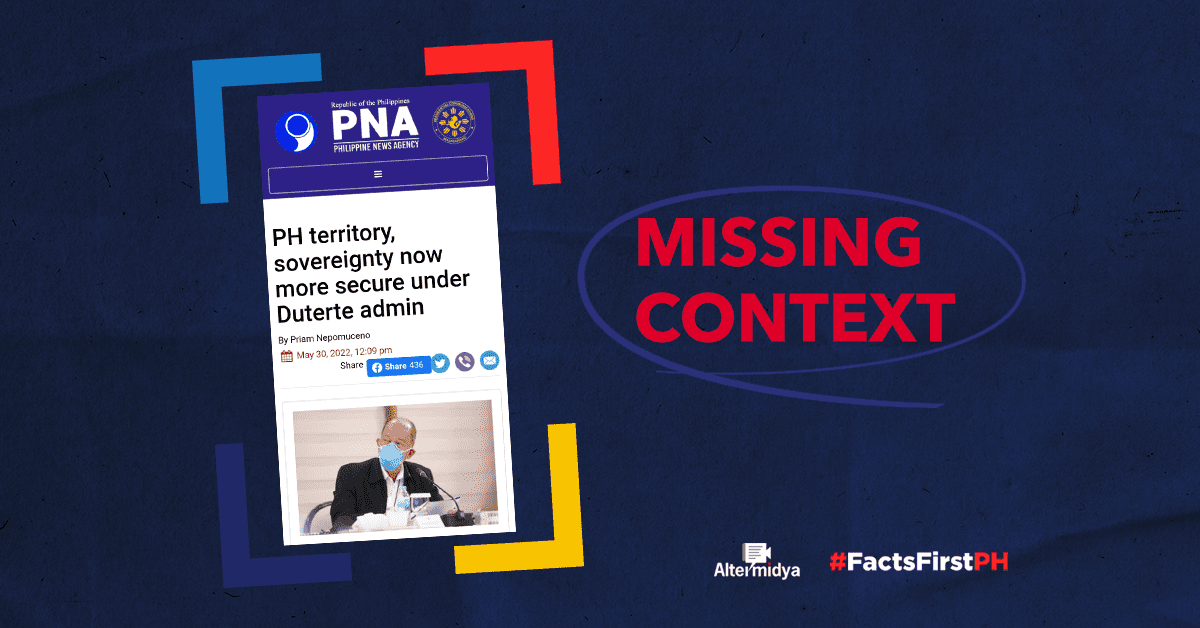 While Lorenzana discussed that the Philippines held “6,958 naval surface and 6,432 maritime air patrols” to assert the country's sovereignty, the article failed to contextualize the heightening conflict in the West Philippine Sea.