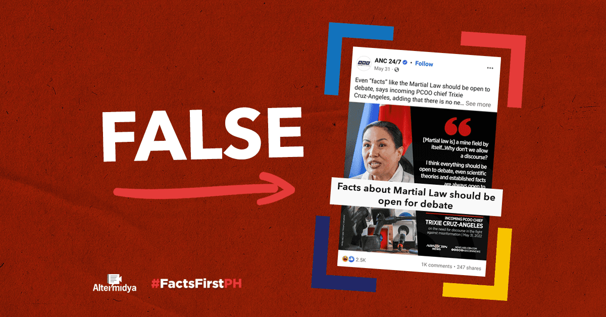 Facts about Martial Law have already been established, and actual past events should be recognized as part of the country’s historical account.