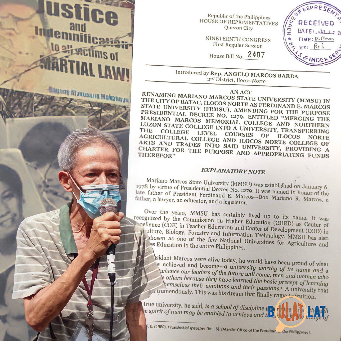A group of martial law survivors decried the proposed renaming of a state university in the hometown of the late dictator Ferdinand Marcos Sr., saying that it was an official government imprimatur to deodorize a shameful legacy.”