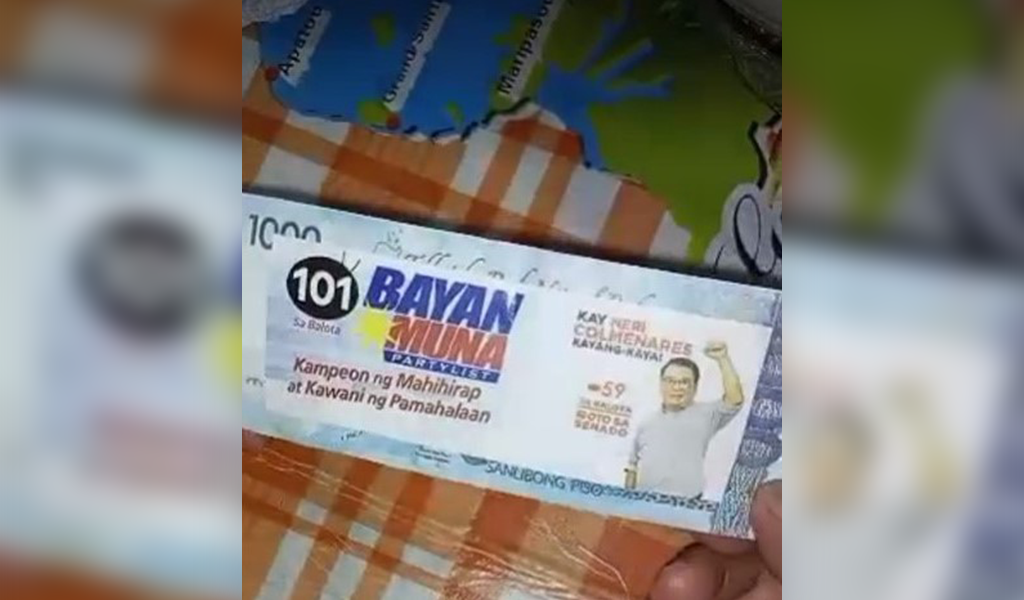 Bayan Muna warns public on fake money and membership cards distributed in Davao